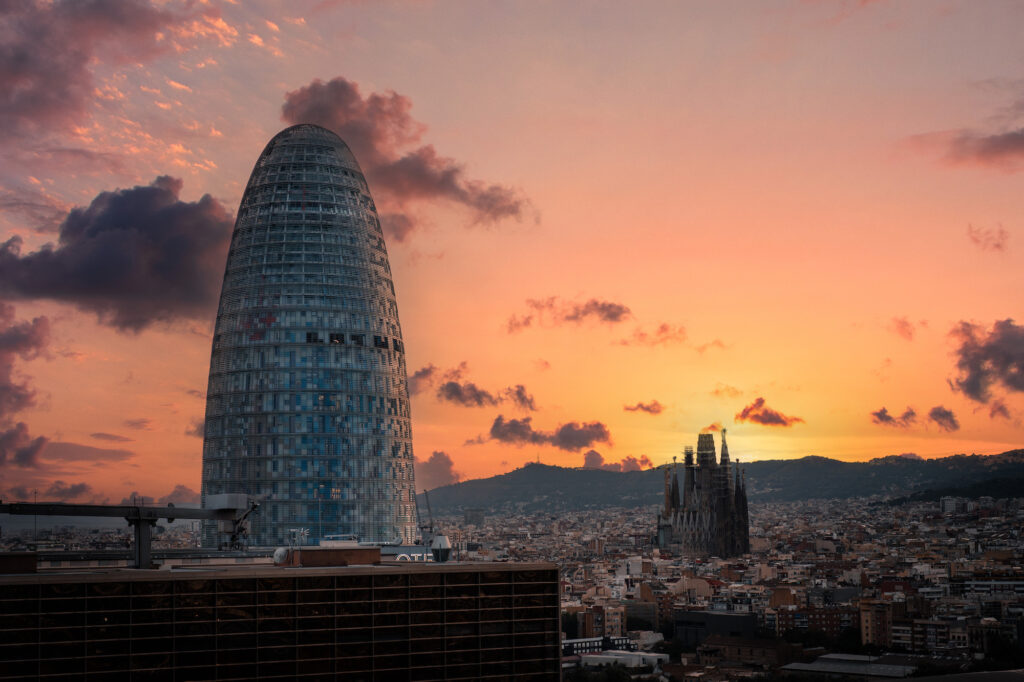 05-TorreGlories_Cortesy-Mirador-torre-Glories-1-1024×682 a view of Torre Agbar at sunset