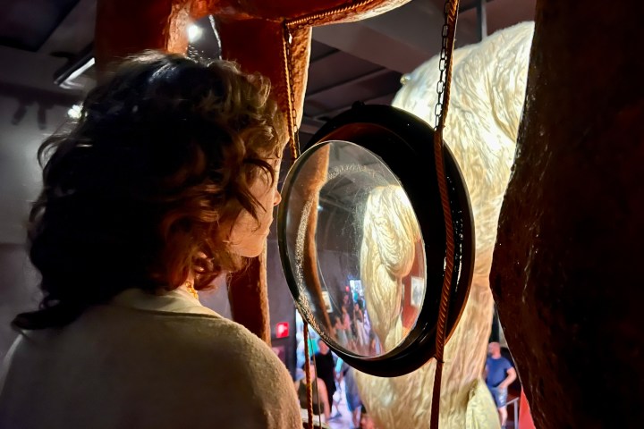 a man standing in front of a mirror