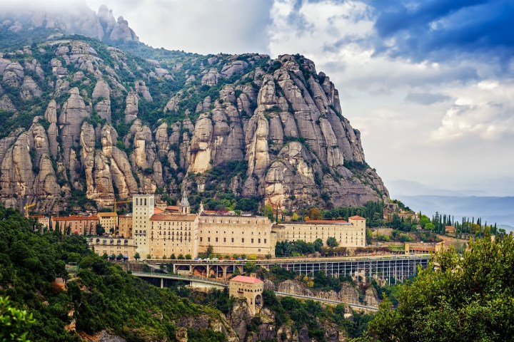 a canyon with Montserrat in the background