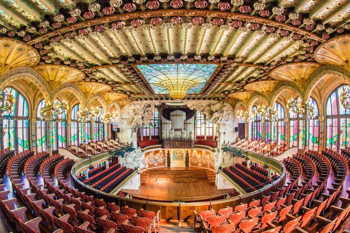 General view of the main concert hall at Palau de la Musica Catalana