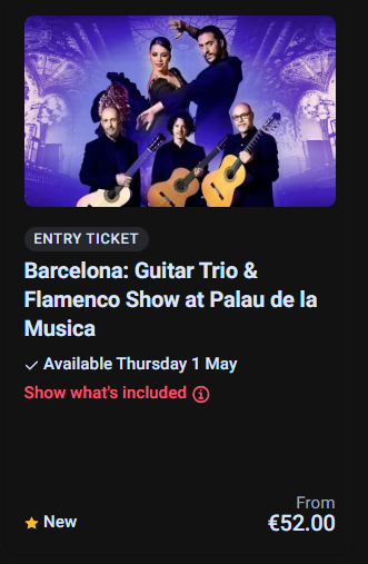 Barcelona Guitar Trio & Flamenco Show poster with price from €52.