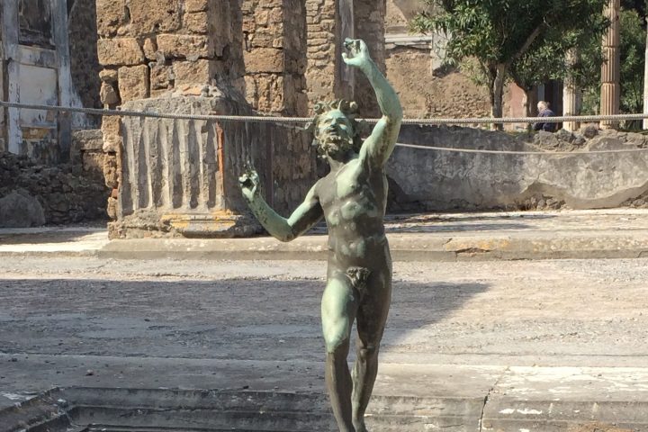 Bronze statue in the ancient city of pompeii